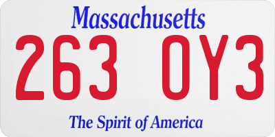MA license plate 263OY3