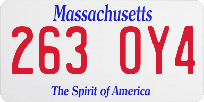 MA license plate 263OY4
