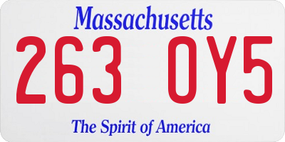 MA license plate 263OY5