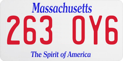 MA license plate 263OY6