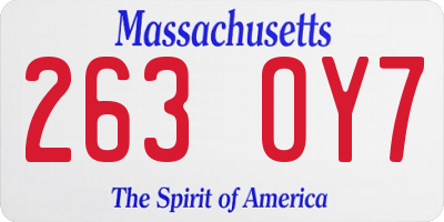 MA license plate 263OY7