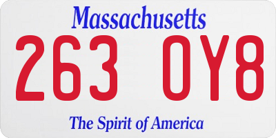 MA license plate 263OY8