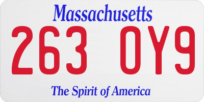 MA license plate 263OY9