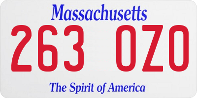 MA license plate 263OZ0