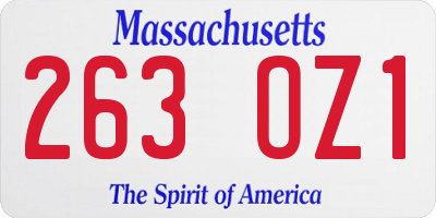 MA license plate 263OZ1