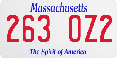 MA license plate 263OZ2
