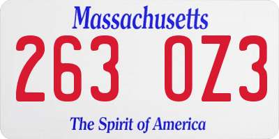 MA license plate 263OZ3