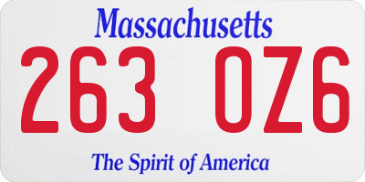 MA license plate 263OZ6