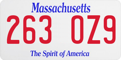 MA license plate 263OZ9