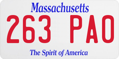 MA license plate 263PA0