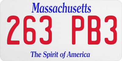 MA license plate 263PB3