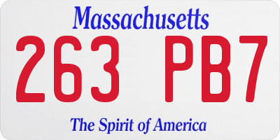 MA license plate 263PB7