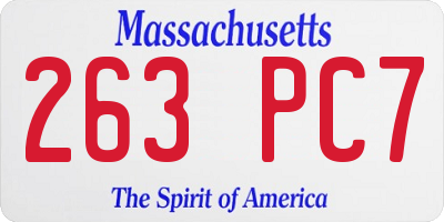 MA license plate 263PC7