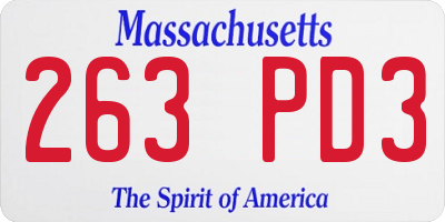 MA license plate 263PD3