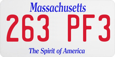 MA license plate 263PF3