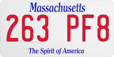 MA license plate 263PF8