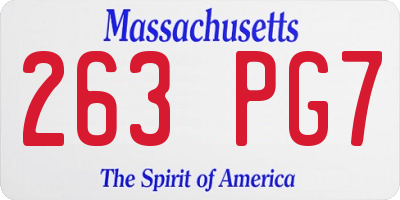 MA license plate 263PG7