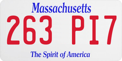 MA license plate 263PI7