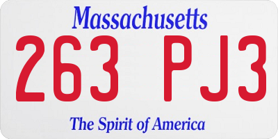 MA license plate 263PJ3