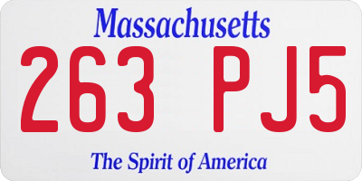 MA license plate 263PJ5