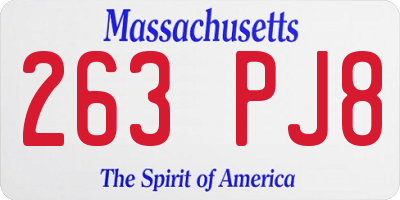 MA license plate 263PJ8