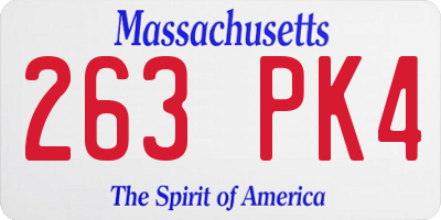MA license plate 263PK4