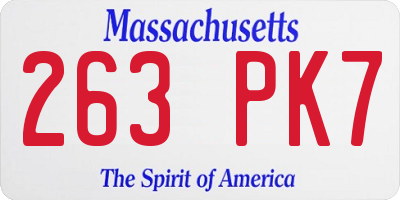 MA license plate 263PK7