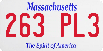 MA license plate 263PL3
