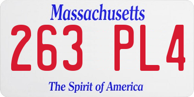 MA license plate 263PL4