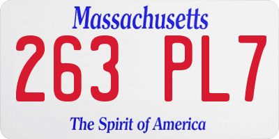 MA license plate 263PL7