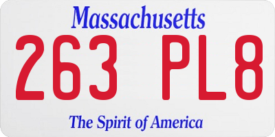 MA license plate 263PL8