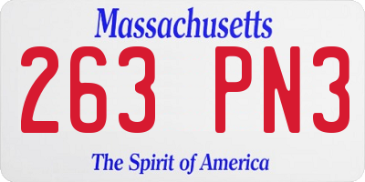 MA license plate 263PN3
