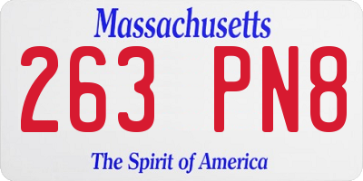 MA license plate 263PN8