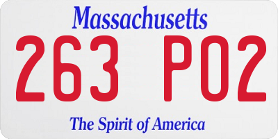 MA license plate 263PO2