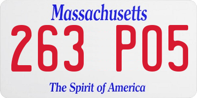 MA license plate 263PO5