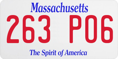 MA license plate 263PO6