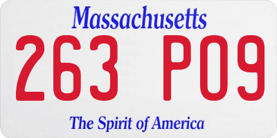 MA license plate 263PO9