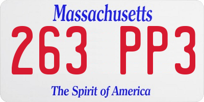 MA license plate 263PP3