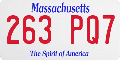MA license plate 263PQ7