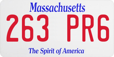 MA license plate 263PR6