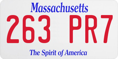 MA license plate 263PR7