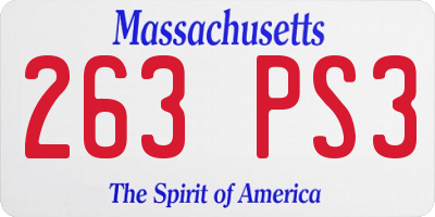 MA license plate 263PS3