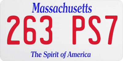 MA license plate 263PS7