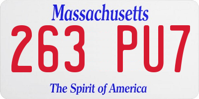 MA license plate 263PU7