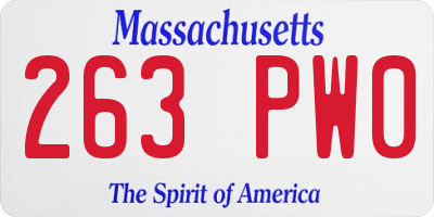 MA license plate 263PW0
