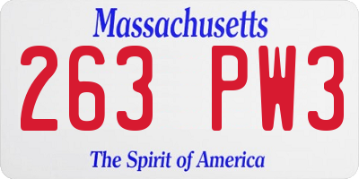 MA license plate 263PW3