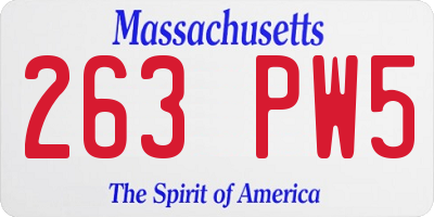 MA license plate 263PW5