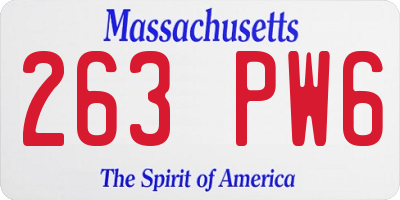 MA license plate 263PW6