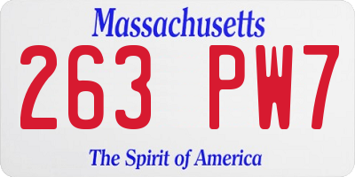 MA license plate 263PW7