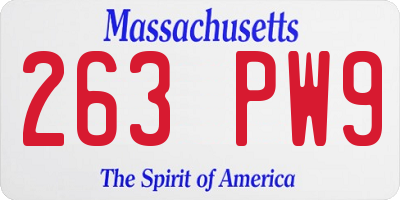 MA license plate 263PW9